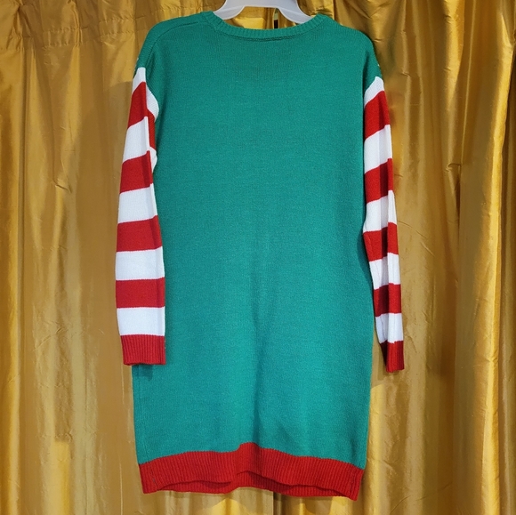 Ugly Christmas Sweater Snowman Meltdown Green Tunic Dress Allison Brittney M - Picture 3 of 4